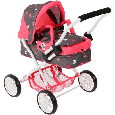 Puppenwagen CHIC2000 "Smarty, Mini-Kuschelwagen", bunt (butterfly), Puppenwagen, KinderB:56cm H:56cm T:56cm, Kunststoff, Metall, Stoff, mit herausnehmbarer Tragetasche, B:56cm H:56cm T:56cm
