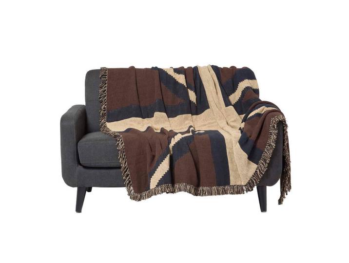 Homescapes Jacquard-Wohndecke Union Jack 150/200 cm Limited Edition, 100% Baumwolle, Mehrfarbig, Vintage, Rechteckig, 200x150 cm, Heimtextilien, Bettwäsche & Leintücher, Tagesdecken