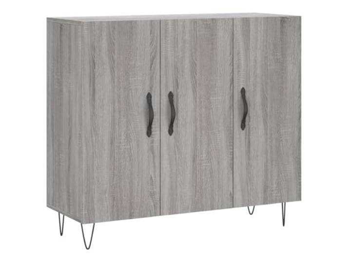 Fisinber Sideboard Grau Sonoma 90x34x80 cm Kommode Holzwerkstoff Moderne Anrichte für Wohnzimmer und Flur, viel Stauraum hinter Türen, stabile Oberplatte für Dekoration und Pflanzen.