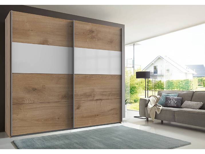 Schwebetürenschrank Bramfeld 2 225 x 208cm Braun/Eiche Dekor/Weiß