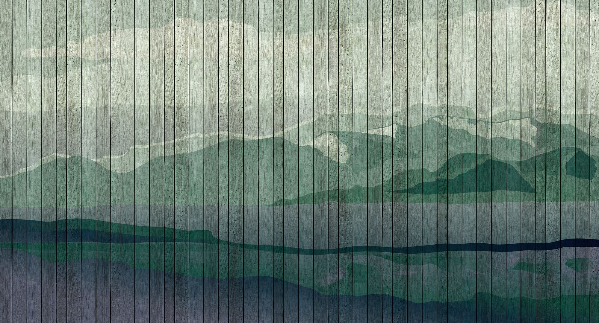 Fototapete LIVING WALLS "Walls by Patel Mountains 3", blau (natur), B:5m L:2,7m, Vlies, Tapeten, Vlies, Wand, Schräge