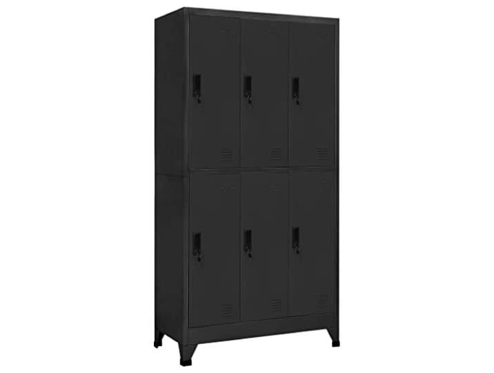KGHFDVB Schließfachschrank Anthrazit 90x45x180 cm Stahl Mit Kleiderbügel, abschließbare Türen mit Lüftungsschlitzen, Namensschildhalter, für Schule und Büro