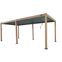 Never Indoor Aluminium-Pergola mit beweglichen Lamellen, ca. 3 x 6 m - Dunkelbraun