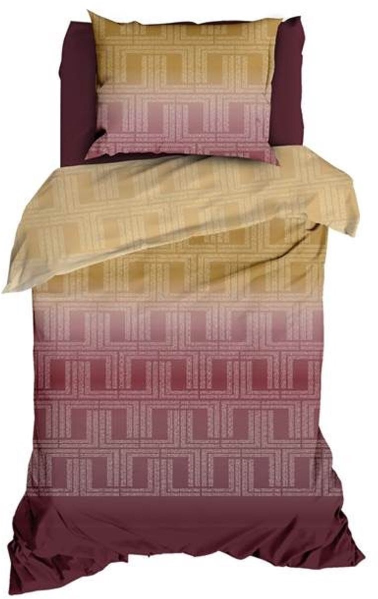 Satin d'Or Albenga Dekbedovertrek Eenpersoons Bordo/Gold 140x200 cm