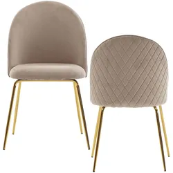WOHNLING 2er Set Esszimmerstuhl Samt WL6.402 beige