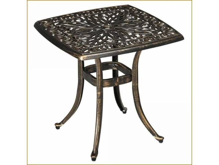 Table de terrasse - Outsunny - Design vintage trou parasol pieds réglables - Bronze