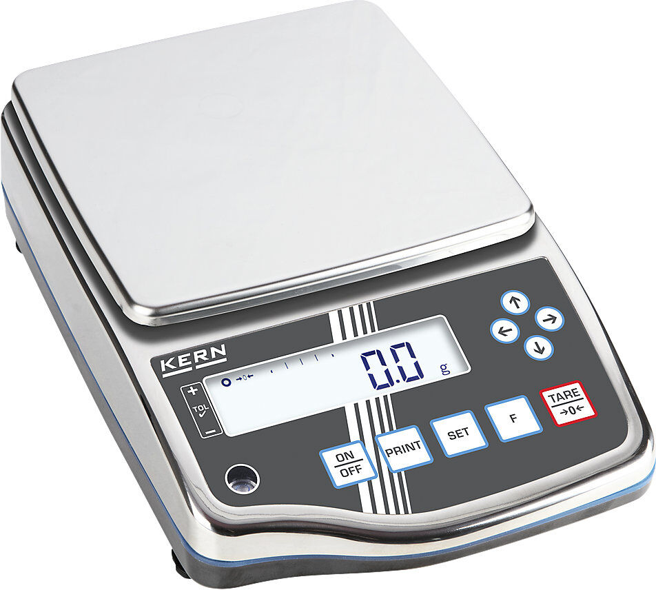 Präzisionswaage, hochauflösend, Wägebereich bis 3,2 kg, Ablesbarkeit 0,1 g, Wägeplatte 190 x 190 mm KERN