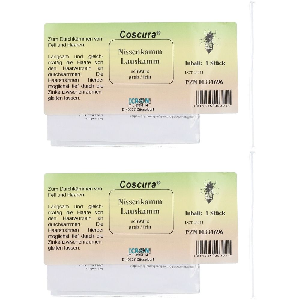 Nissenkamm Lauskamm grob/fein Kunststoff Coscura 2x 2x1 St