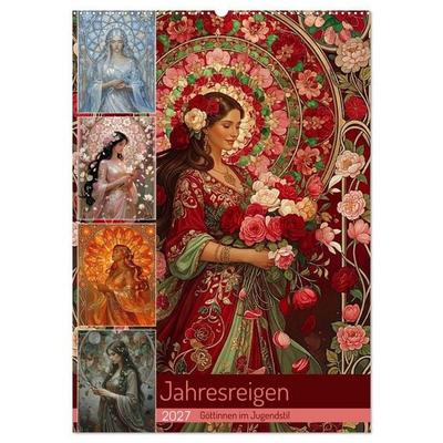 Jahresreigen - Göttinnen im Jugendstil (Wandkalender 2027 DIN A2 hoch), CALVENDO Monatskalender