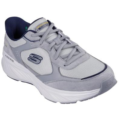 Slip-On Sneaker SKECHERS "EDGERIDE-ERLON", Herren, Gr. 42, blau (grau, navy), Lederimitat, Textil, Veloursleder, Schuhe, Trainingsschuh, Trekkingschuh mit Relaxed Fit Passform