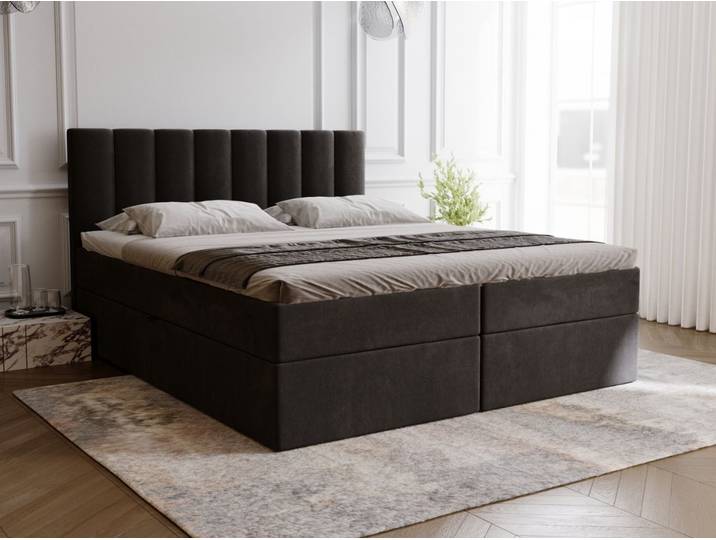 Boxspringbett mit Bettkasten 140x200 Mocca Schwarz