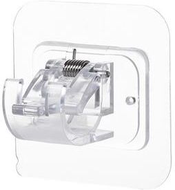 Inspire Daily Merch Telescopic Curtain Rod Stick Hook Clamp Retainer No Punch Paste Bracket transparent