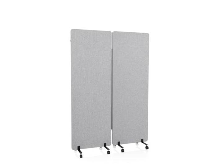 hjh OFFICE Mobile Akustik Trennwand 2er Set 177 x 60 cm FLEXMIUT Stoff Hellgrau Raumteiler mit Rollen & Gleiter 891001