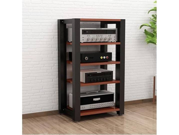 DUddTTW Audio-Rack, 2/3/4/5-stufiges Stereo-Rack, Audio-Geräte-Rack, offenes Audio-Rack, Schrank, HiFi-Rack, verstellbares Audio-Video-Regal, langlebig(Red,5 Tier)