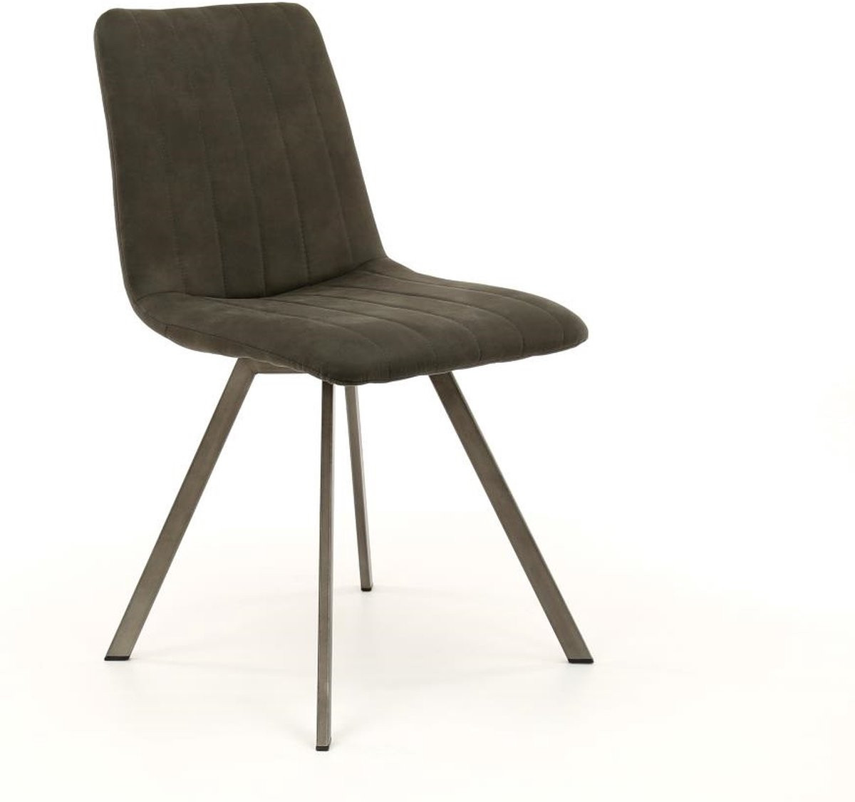 AnLi Style Eetkamerstoel met gestreept ontwerp en plat frame, Antraciet