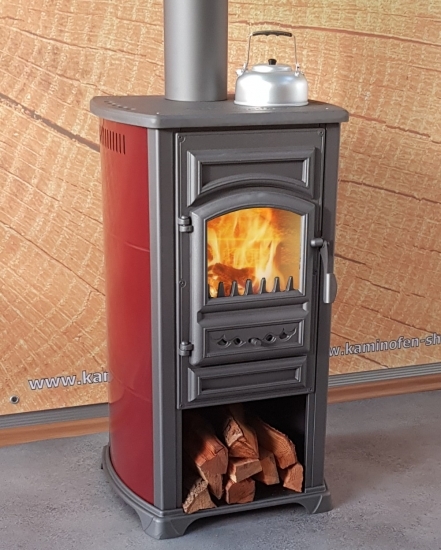 Kaminofen Forte rot mit Herdplatte - 5,4kW