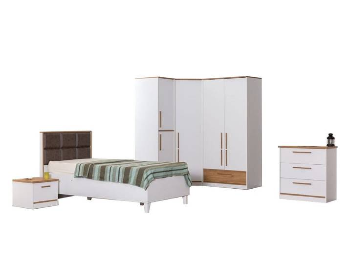 JVmoebel Jugendzimmer-Set Luxus Kinderbett mit Nachttisch, Kommode und Schrank in Weiß, (4-tlg., Kinderbett/Nachttisch/Kleiderschrank/Kommode), Made in Europa