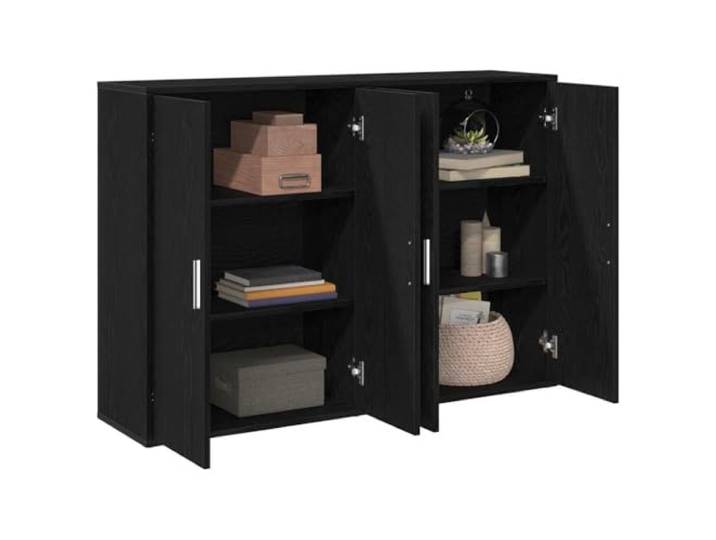 vidaXL Sideboard 2 stk. Schwarz Eichen-Optik 60 x 31 x 84 cm Glatte matte Oberfläche mit Holzwerkstoff, Viel Platz mit vier Standardtüren,