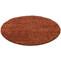 Teppich Hochflor RHEIN in Terrakotta, einfarbig, Ø 80 cm