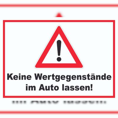 HB-Druck Keine Wertgegenstände im Auto lassen! A3 Rückseite selbstklebend