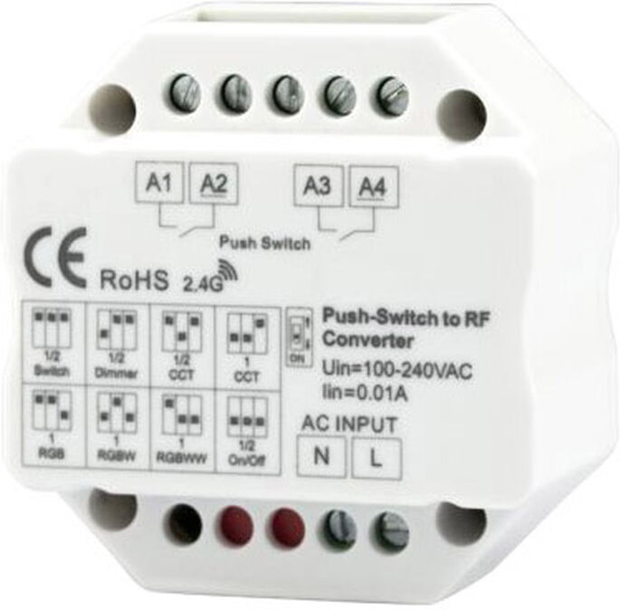 Isoled Sys-Pro 2-Push Input, Funk-Output Für Switch/dimm/cct/ Rgb/rgb+w Empfänger, 100-240v