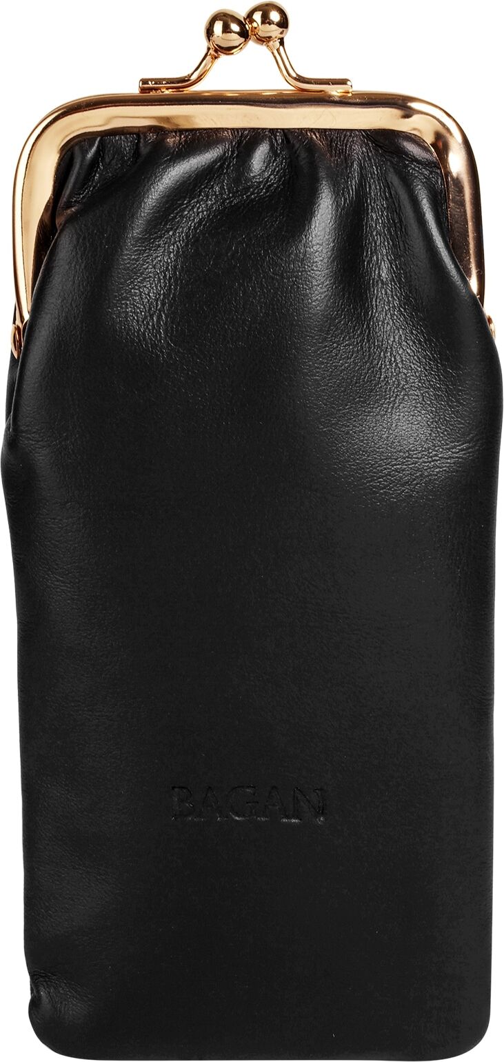 Brustbeutel BAGAN "BAGAN Damen echt Leder", Damen, schwarz (schwarz, gold), Leder, glänzend, Kleinlederwaren Brustbeutel, echt Leder schwarz, gold Einheitsgröße