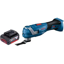 Bosch Professional, Multifunktionswerkzeug, GOP 18V-34 Professional Akku Multi Cutter 18 V Starlock Plus + 1x Akku 4,0 Ah - ohne (Oszillationswerkzeug)