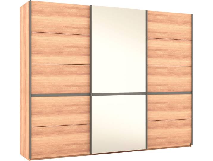 Schwebetürenschrank MUSTERRING Sorrent, Kleiderschrank, Schrank, Schiebetüren , braun, B:300cm H:236cm, Schränke, Schwebetürenschrank, Türen in Eiche massiv mit Kassetten-Optik, verschiedene Masse verfügbar