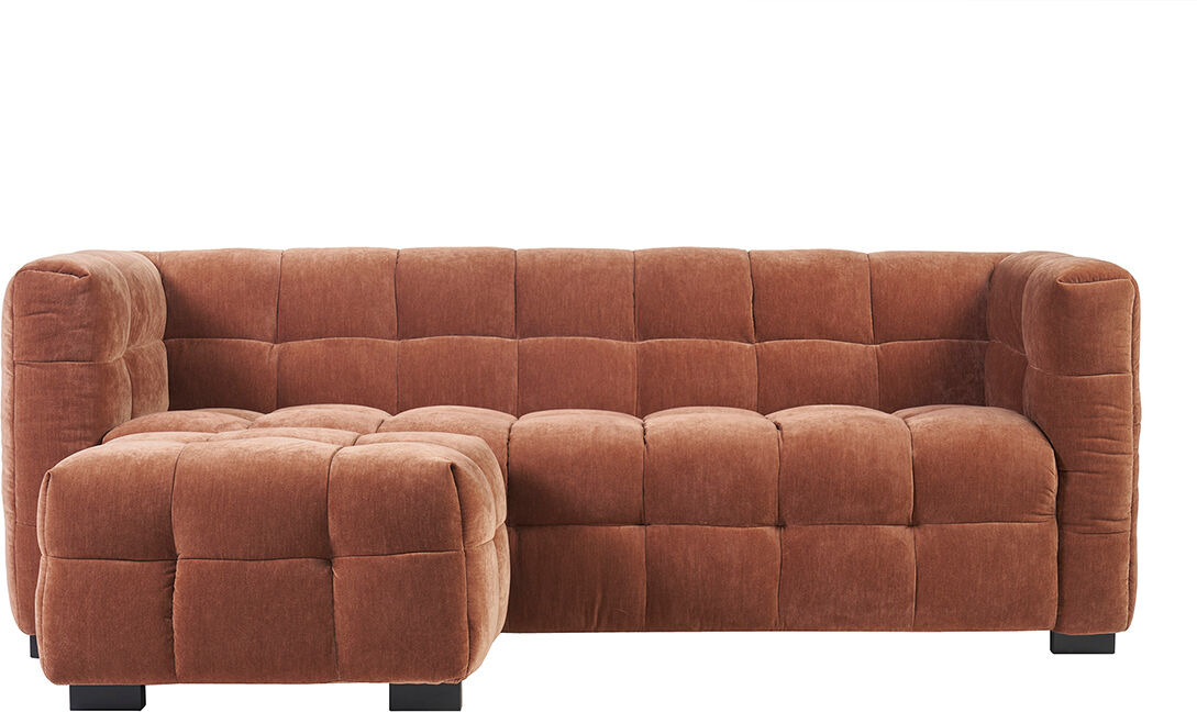 Miliboo Design-Sofa mit 3 Plätzen und Hocker aus samtigem Rostbraun Veloursstoff CORTO