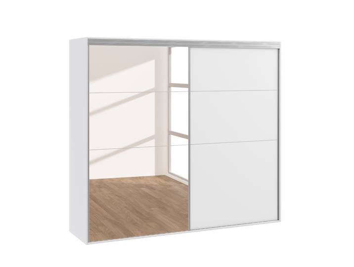 Kleiderschrank Schiebetüren mit Spiegel REVA 230 cm weiss