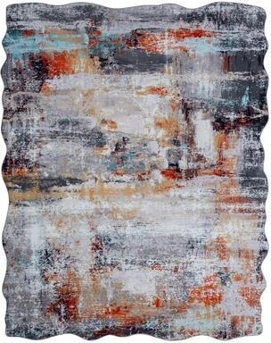 KALATY Abstract Grey/Rust/Gold Area Rug