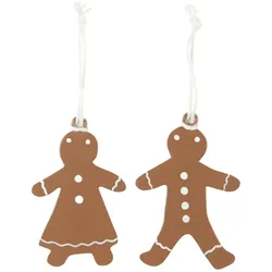 IB Laursen Lebkuchenpärchen Aufhänger aus Metall 2er Set, 4.5 x 6.8 cm