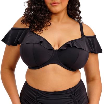 Plus Size Women's Plain Sailing Underwire Plunge Bikini Top by Elomi Swim in Black (Size 42 E)
