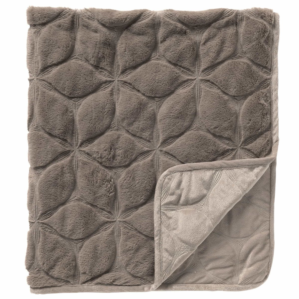 Dutch Decor QUINTEN bedsprei met gewatteerd bloemmotief in Driftwood taupe, 240 x 260 cm