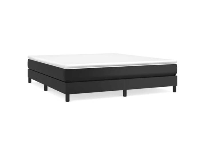 PUGYNBK Boxspringbett, 160 x 200 cm, Kunstleder, Schwarz Gefederte Federn, mittlere Festigkeit, strapazierfähige Polsterung, leicht zu reinigen
