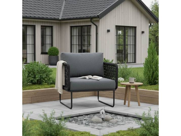 Cosmic Collection Tender Loungesessel Stahl/Rope/Olefin Schwarz Dunkelgrau