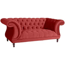 CHESTERFIELD Sofa 2-Sitzer Kaylin Samtvelours ziegel
