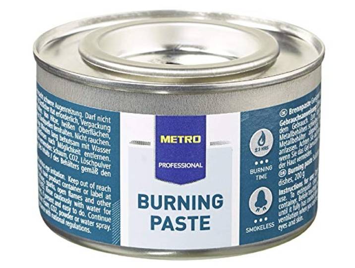 METRO Professional 72 Brennpaste je Dose 200 g ca. 3 Std. für Chafing Dish Speisewärmer Warmhaltebehälter Rechaud Rauchfrei