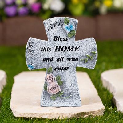 Northlight "Bless This Home and All Who Enter Cross Statue - 6.75"""