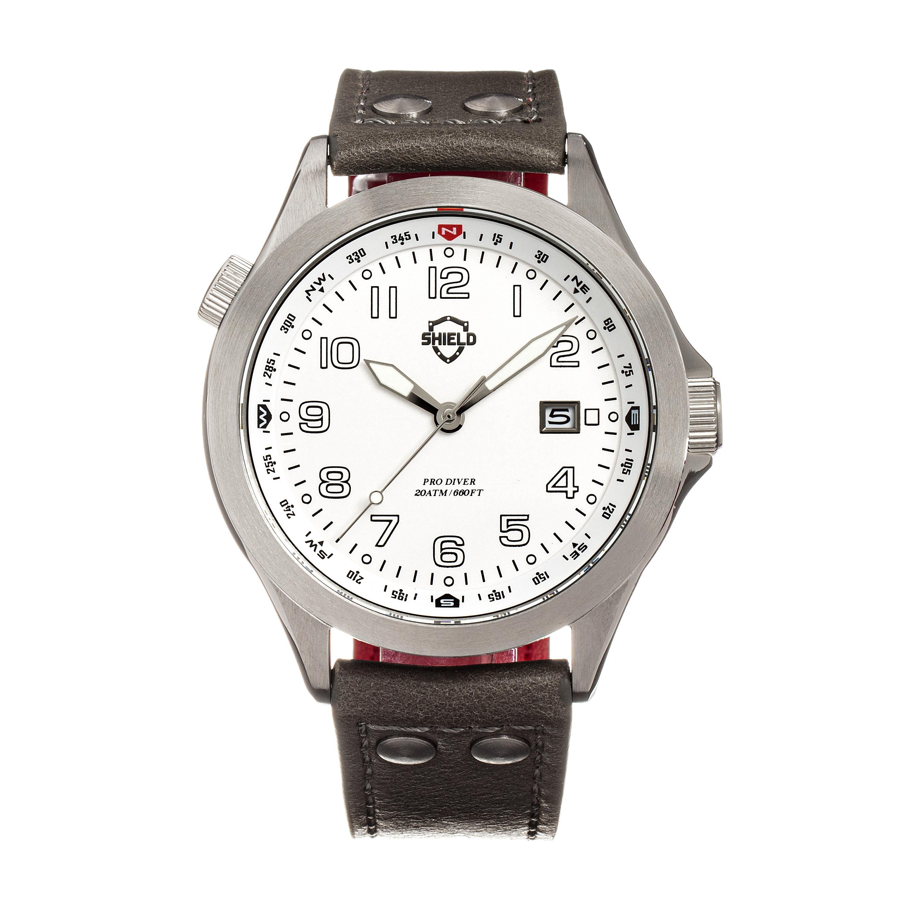 Shield Palau lederen band heren duikhorloge met datum