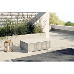OUTFLEXX Kaffeetisch, desert-beige, Polyrattan/Glas, 94 x 65 x 31 cm, beschichtet, witterungsbeständig, hohe Belastbarkeit
