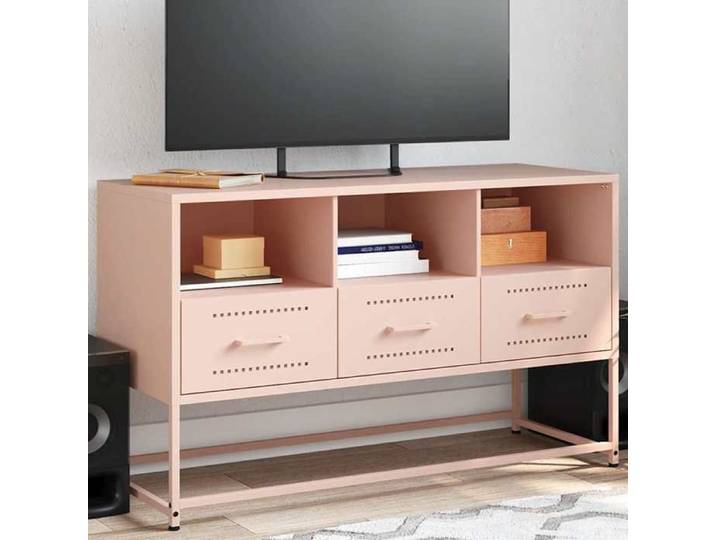 Black Month  Meuble TV Salon - BURKE - TABLE/BANC TV - rose 100 5x39x60 5 cm - acier LV1830