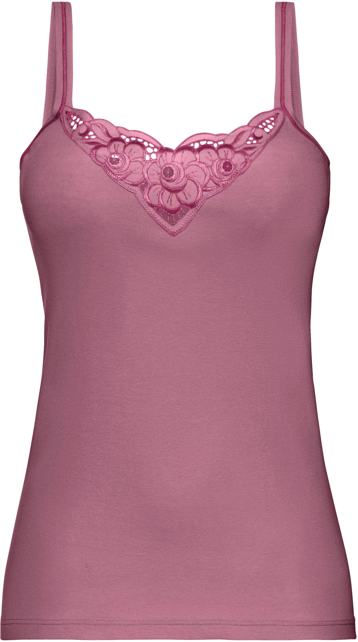 Unterhemd WITT "Trägerhemd Trägerhemd mit Batist-Motiv 3 Stück", Damen, Gr. 40, 3 Stk., N-Gr, beere, bleu, mint, Basic, Unterhemden Unterhemd