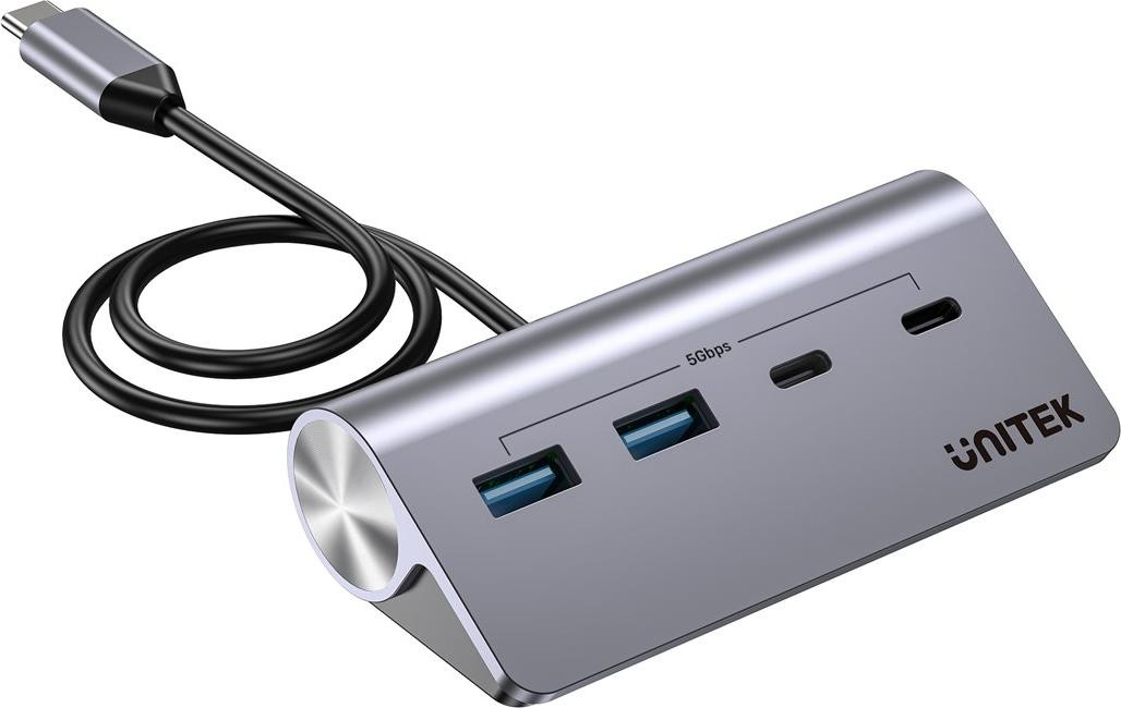 Unitek USB-C Hub met 2x USB-C en 2x USB-A poorten, 5Gbps, Aluminium