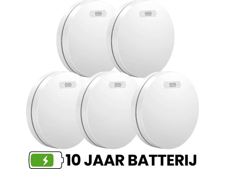 Aroha Safety Pro Rookmelder - 10 jaar batterij & sensor - Extra dun design rookmelder\, brandmelder - Multipack 5 set