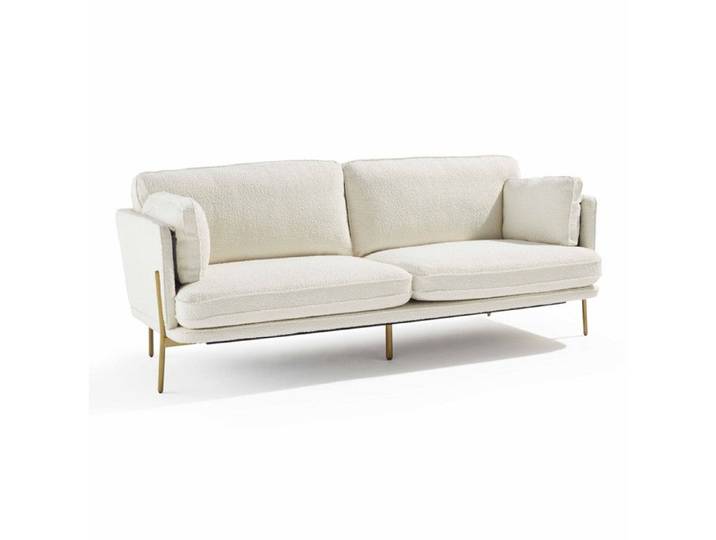 Canapé en tissu bouclette 3 places ecru L 221 cm Pandor - Oviala