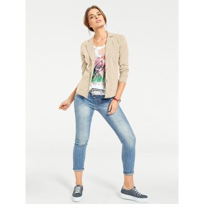 Jerseyblazer HEINE "Jersey-Blazer", Damen, Gr. 36, beige (sand), 100% Baumwolle, Blazer