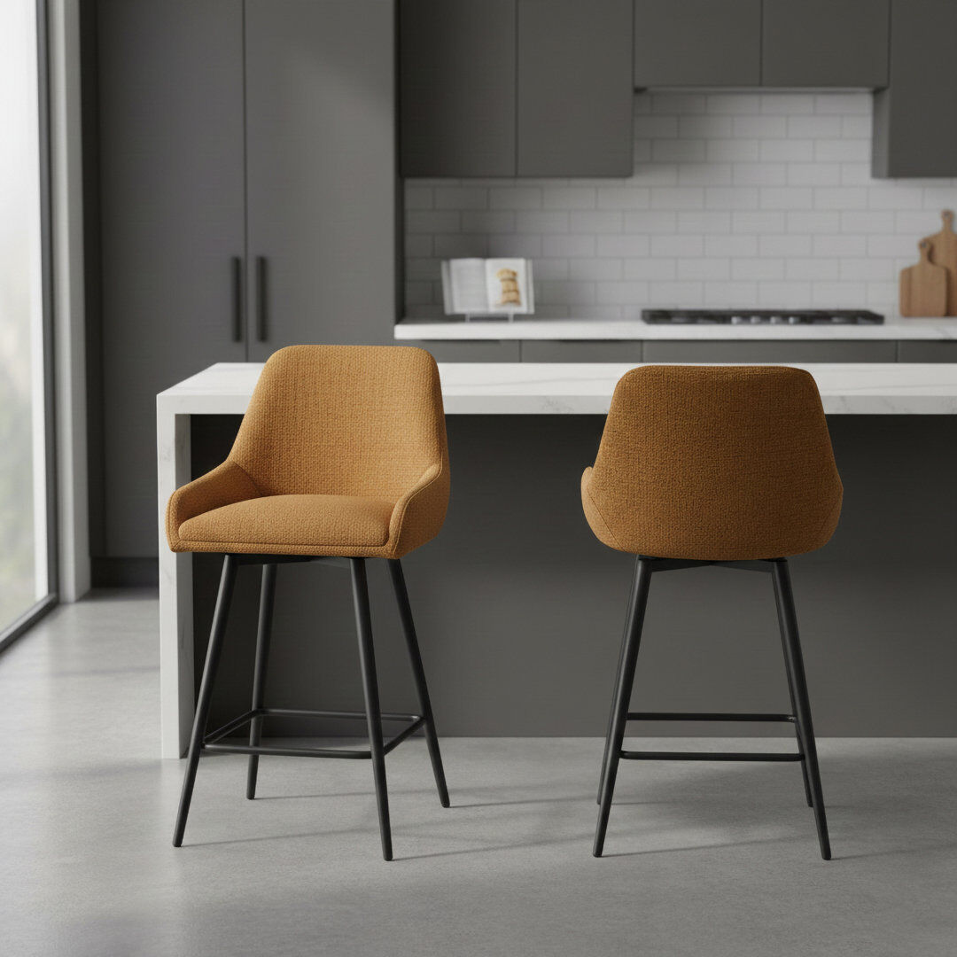 George Oliver Swivel Counter Stool Orange 89cm H X 50cm W X 50cm D