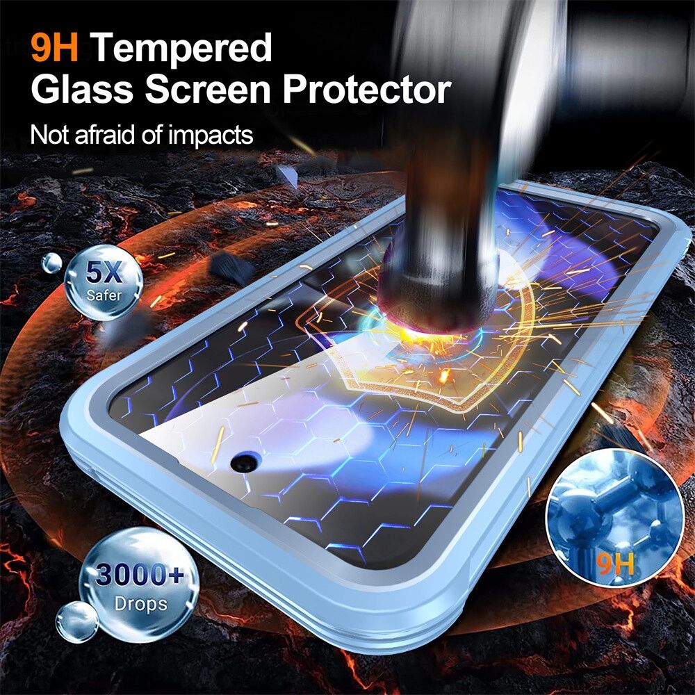 INF Google Pixel 9A Magnetische Hülle mit 9H gehärtetem Glasrücken Blau