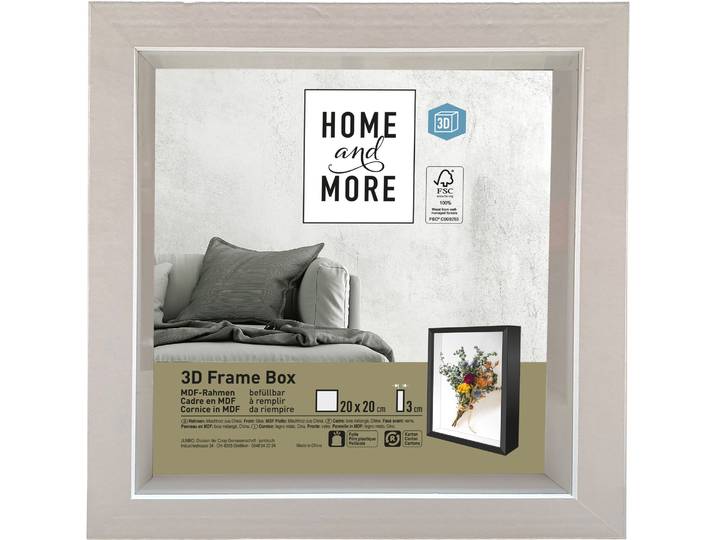 Home and More Bilderrahmen 3D Frame Box 20 x 20cm Weiss MDF